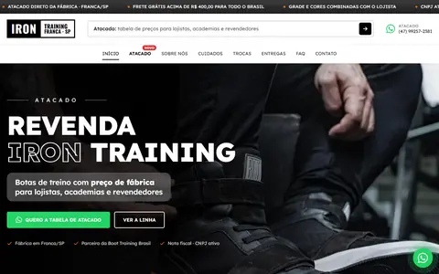 Página inicial do site Iron Training, capturada em 20/10/2026