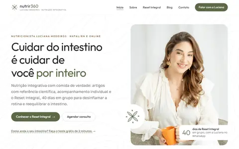 Página inicial do site Nutrir360, capturada em 20/10/2026