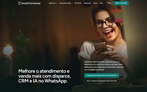 Página inicial do site SmartConversas, capturada em 20/10/2026